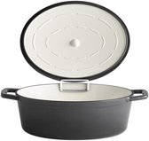 APS-Germany® Cocotte/Stoof-Braadpan 5 stars Ovaal 33x25xH11/17.5 cm GRIJS-CREME 5.0 ltr.