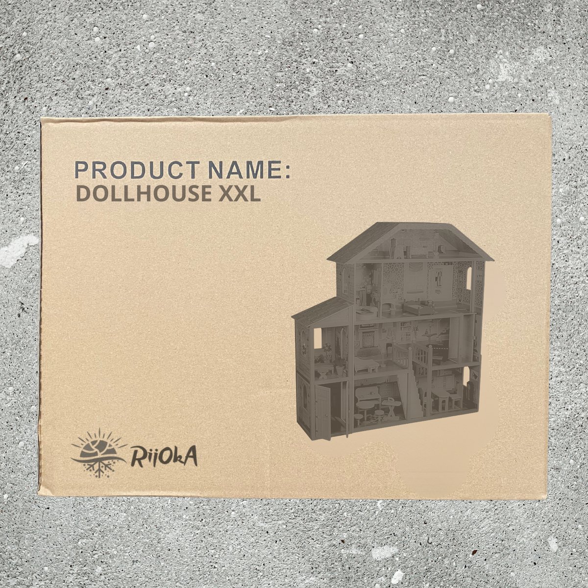 Maison De Poupée En Bois XXL Mansion Villa - 4 étages Avec Garage, 9 Pièces, Meubles 28 Pièces Inclus - Dimensions 98x32x123 Cm - Pour Poupées Type Barbie