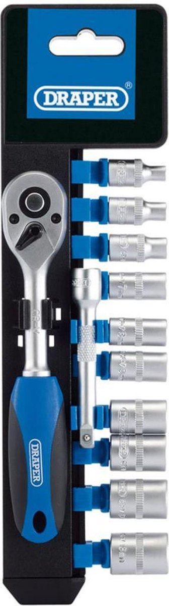 Draper Expert 18-delige metrische doppenset | Ratelgereedschap en koffer | 3/8 vierkante aandrijving | HI-TORQ MM/AF-stopcontacten | DIY thuisprofessional en autokit |Handgereedschap | 16359
