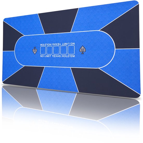 Pokertafelblad 70 X 35 Inch, opvouwbare Pokermat voor 6-8 Spelers, Rechthoekige Pokertafeltopper met Draagtas, opvouwbare Pokermat voor Speelkamer, Blauw