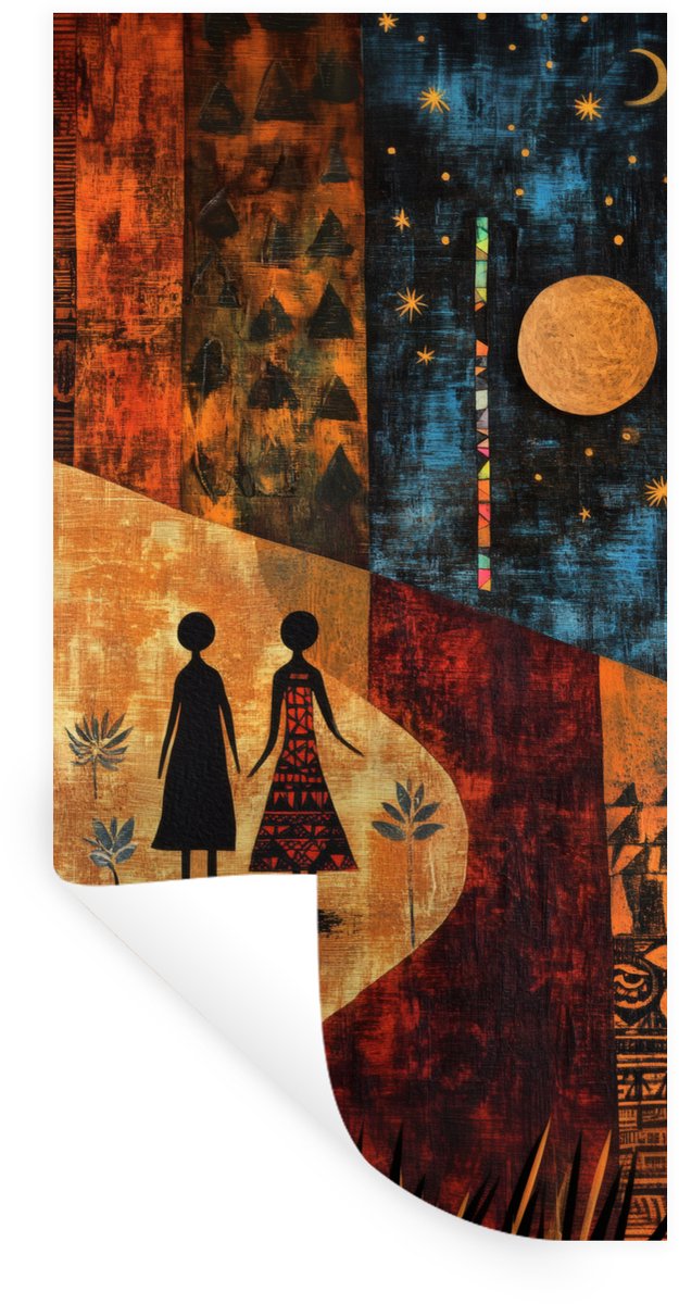 Muurstickers - Sticker Folie - Silhouetten - Abstract - Zon - Maan - 40x80 cm - Plakfolie 