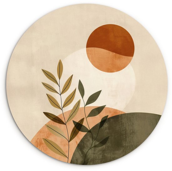 WallCircle® Cercle mural 60x60 cm - Cercle mural Branches - Formes - Abstrait - Décoration murale salon - Décoration murale chambre - Accessoires de décoration de chambre - Tableaux ronds