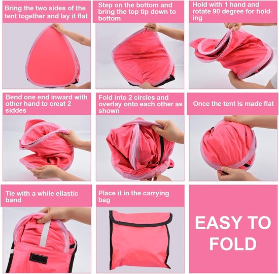 Pop-up strandtent, zonwerende tent, huisdierzonwerende tent, 1-pack mini strandtent, voor kamperen, picknicken, vissen en familie (L: 80*50*55cm) - roze van Merkloos — afbeelding 3