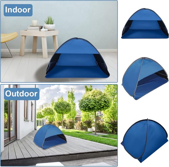 Pop-up strandtent, zonwerende tent, huisdierzonwerende tent, 1-pack mini strandtent, voor kamperen, picknicken, vissen en familie (L: 80*50*55cm) - blauw van Merkloos — afbeelding 4