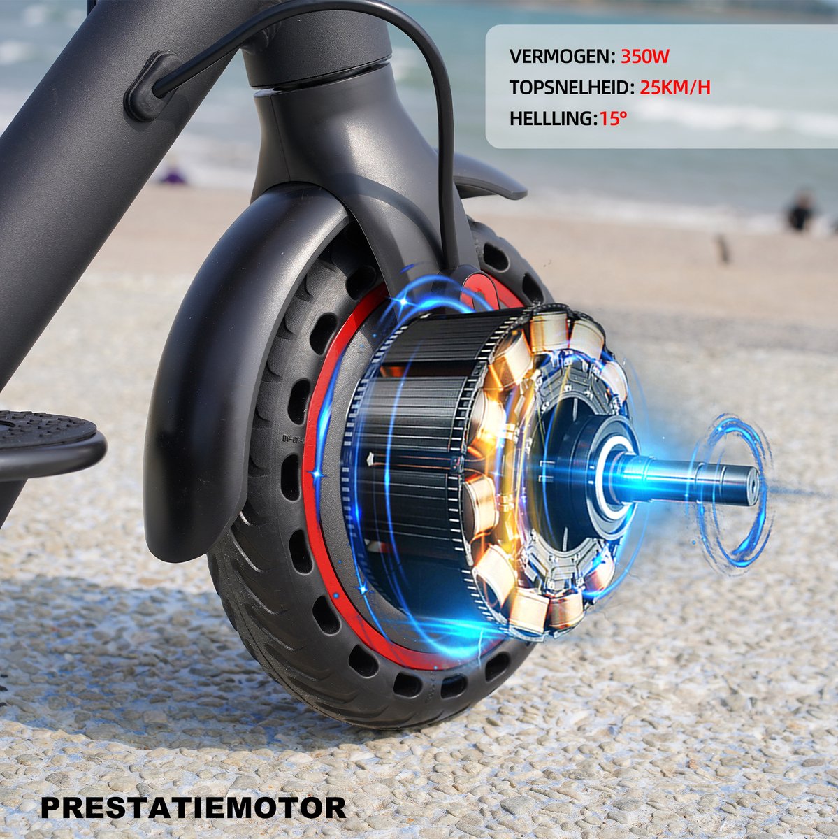 Afbeelding 3 van YEE RUN Elektrische Step, Opvouwbare elektrische step voor volwassenen, 350W Motor, Maximale snelheid 25 km/u, Bereik tot 30 km, Maximale belasting 120 kg, LED-display, Schijfremmen.