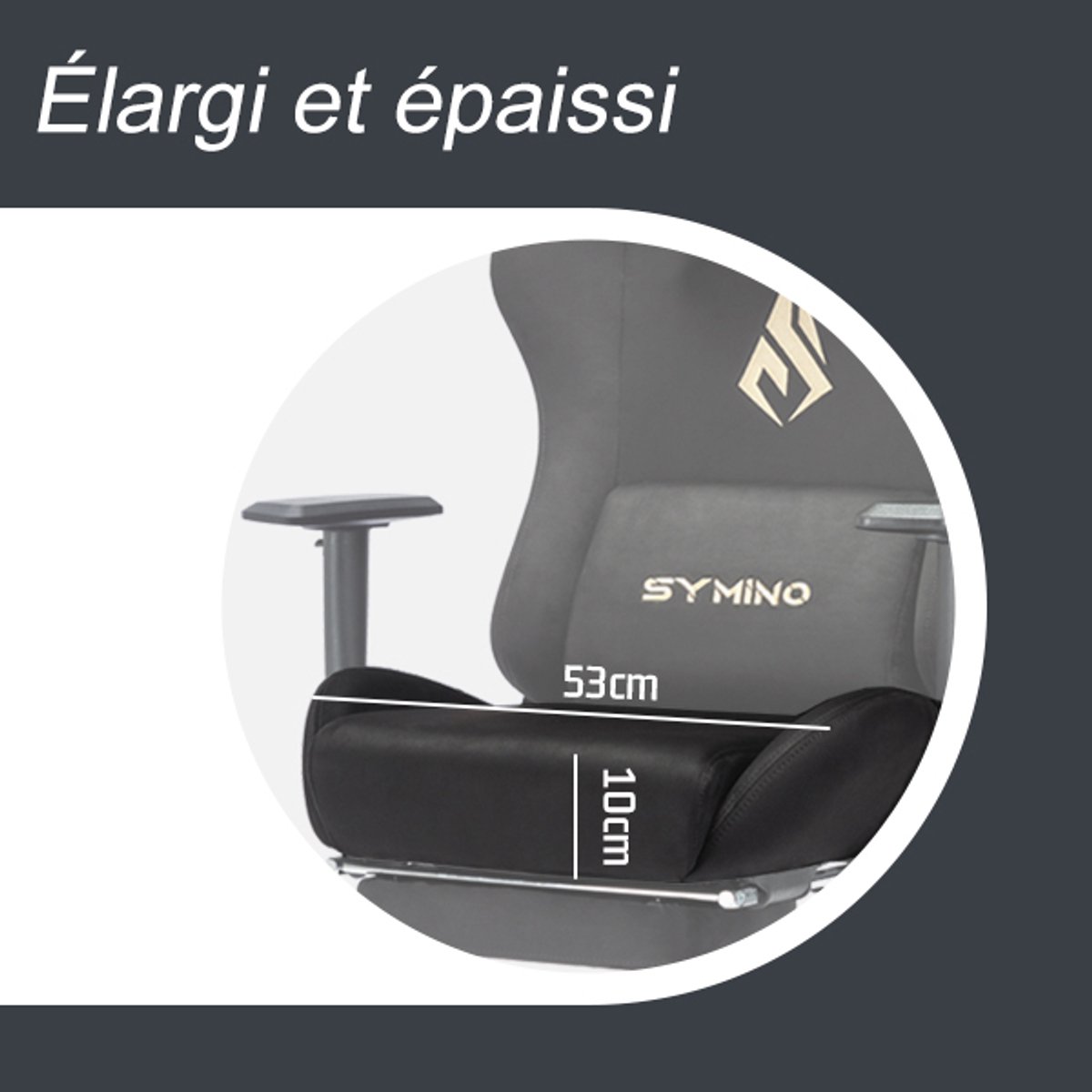 Afbeelding 3 van Symino Gaming Stoel 200 kg – Voetensteun & 150° Kantel – Zwart