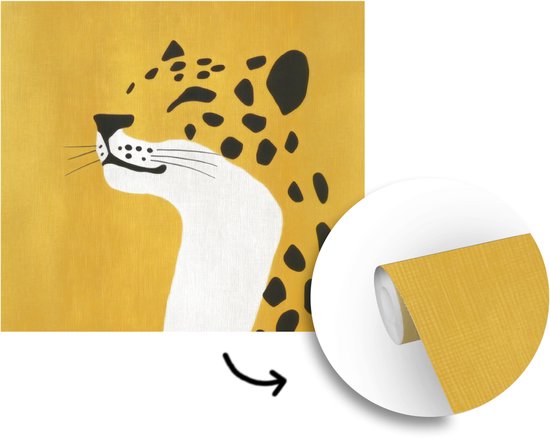 Behang - Fotobehang Cheetah - Illustratie - Geel - Breedte 280 cm x hoogte 280 cm