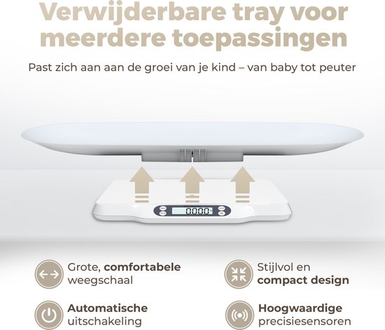 Gatson Babyweegschaal - Met App - Tot 30kg - Inclusief Meetlint - Dierenweegschaal - Weegschaal baby - Babyshower