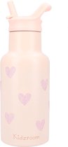 Kidzroom Magical Meadows - Schoolbeker en Drinkfles - 350ml - Stainless Steel - Hartjes - Roze