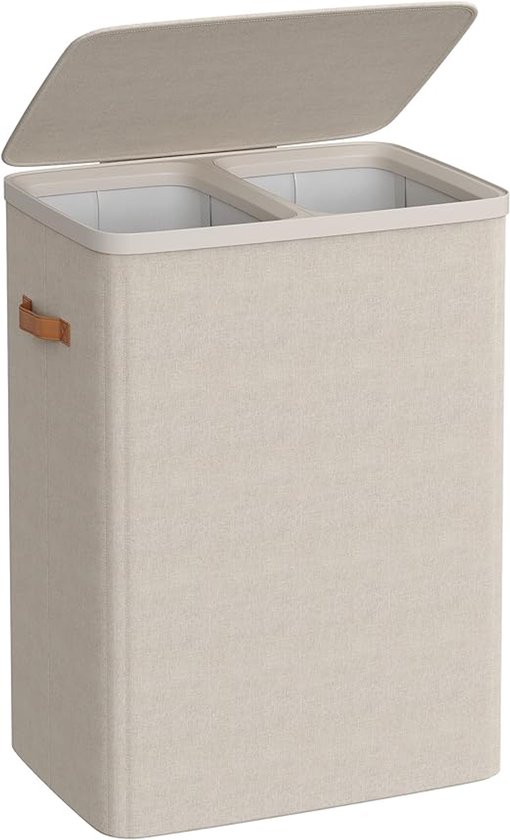 SONGMICS Wasmand Met 3 Vakken, 160 L, Deksel, 5 Labels, Uitneembare En Wasbare Binnenzak Wasruimte Slaapkamer Donkergrijs Rlh013g01 2410235019