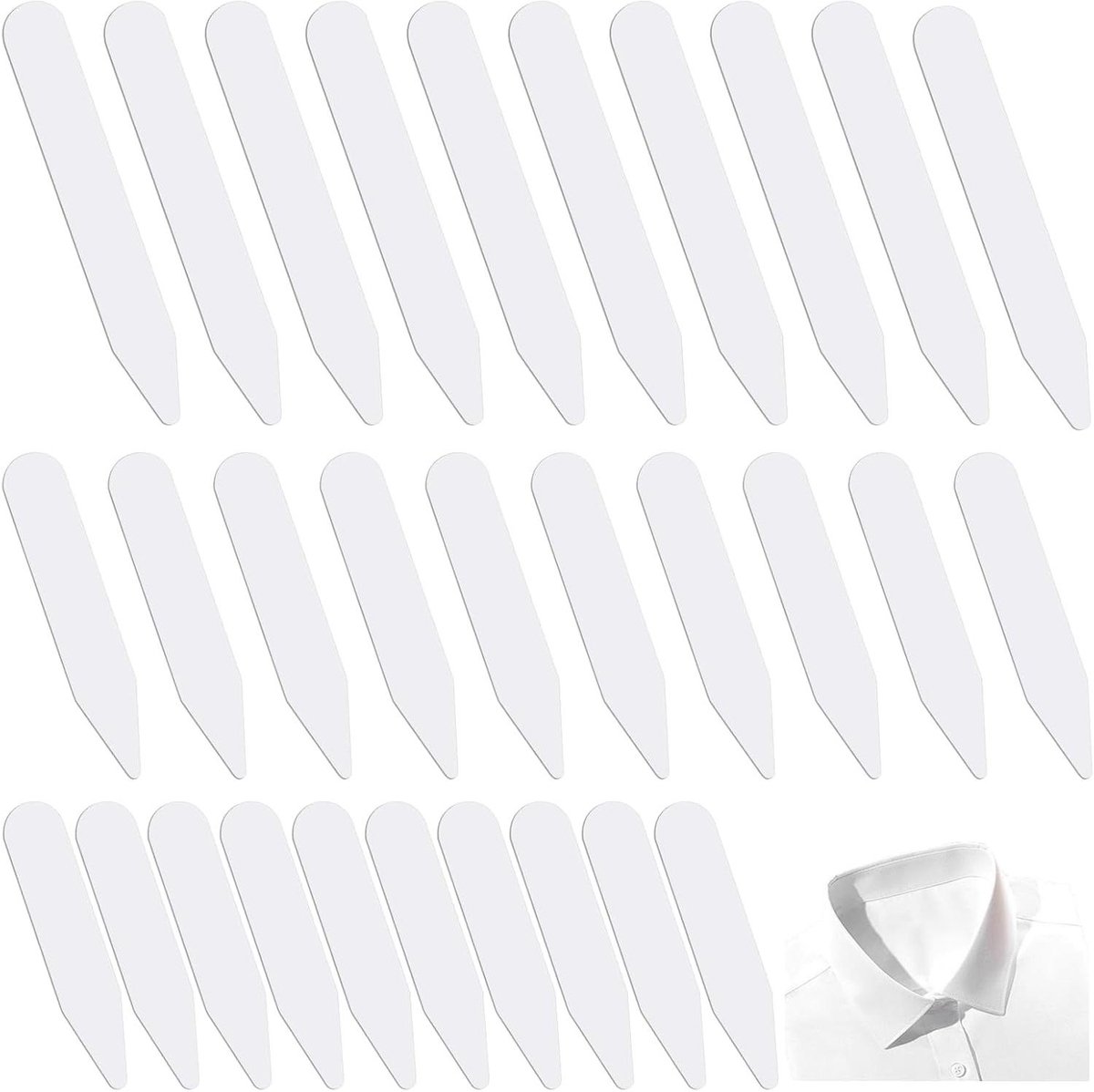 30 stuks kraagstaafjes voor herenoverhemden - 5/6/7 cm kraagversterkers van staafjes voor een perfecte pasvorm van de hemdkraag - plastic voor heren vader echtgenoot - 5cm/6cm/7cm
