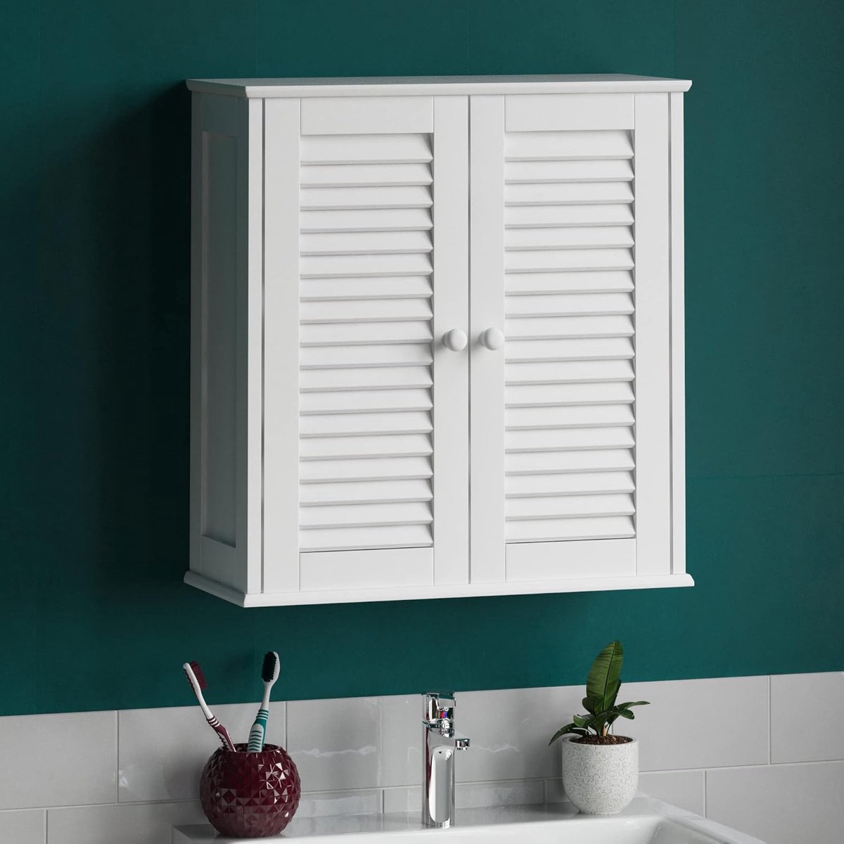Ibenzoa® Ruime Houten Badkamerkast Wit - Compact en Functioneel Design