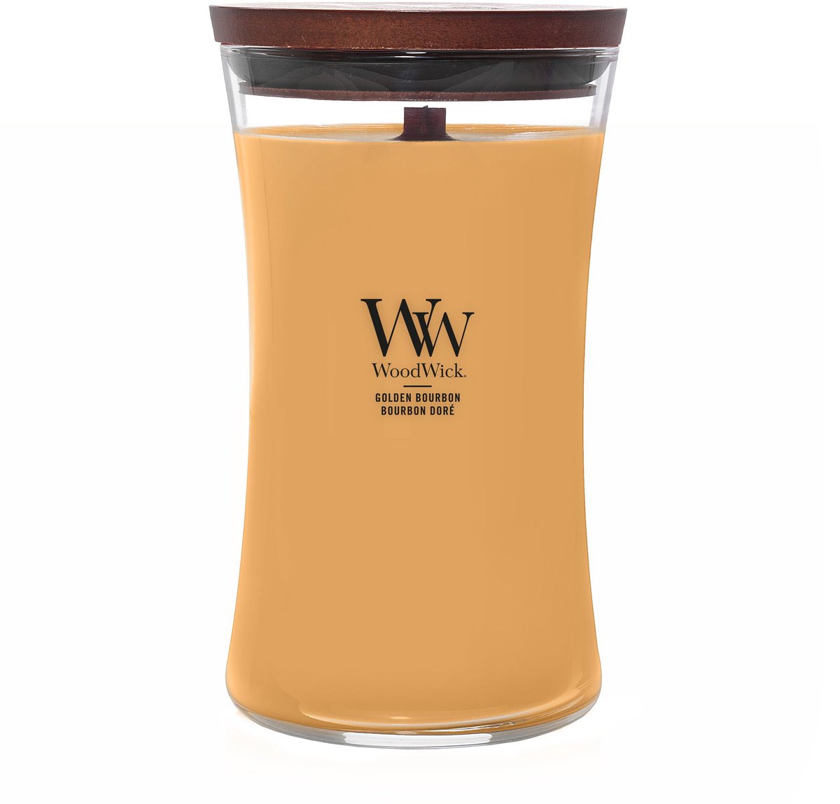 WoodWick Hourglass Large Geurkaars - Golden Bourbon - 130 branduren Geel