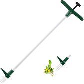 Onkruidtrekker - Staande wietverwijderaar - 3-klauw handgereedschap - Tuinieren zonder bukken - Lange steel - Voor volwassenen - Staal - Zilver - 1 stuk