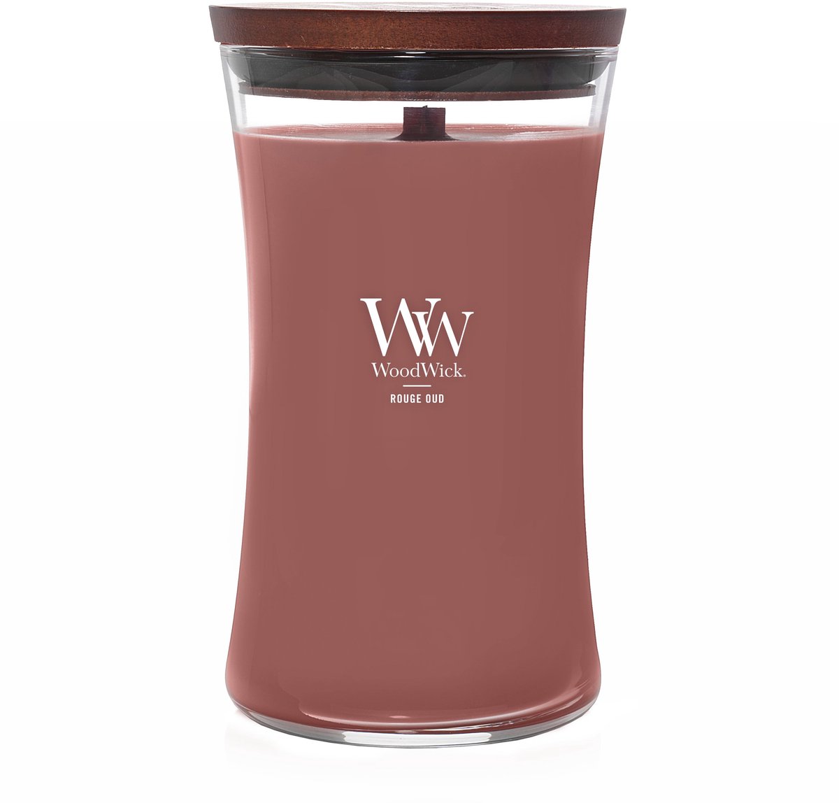 WoodWick Hourglass Large Geurkaars - Rouge Oud - 130 branduren Rood
