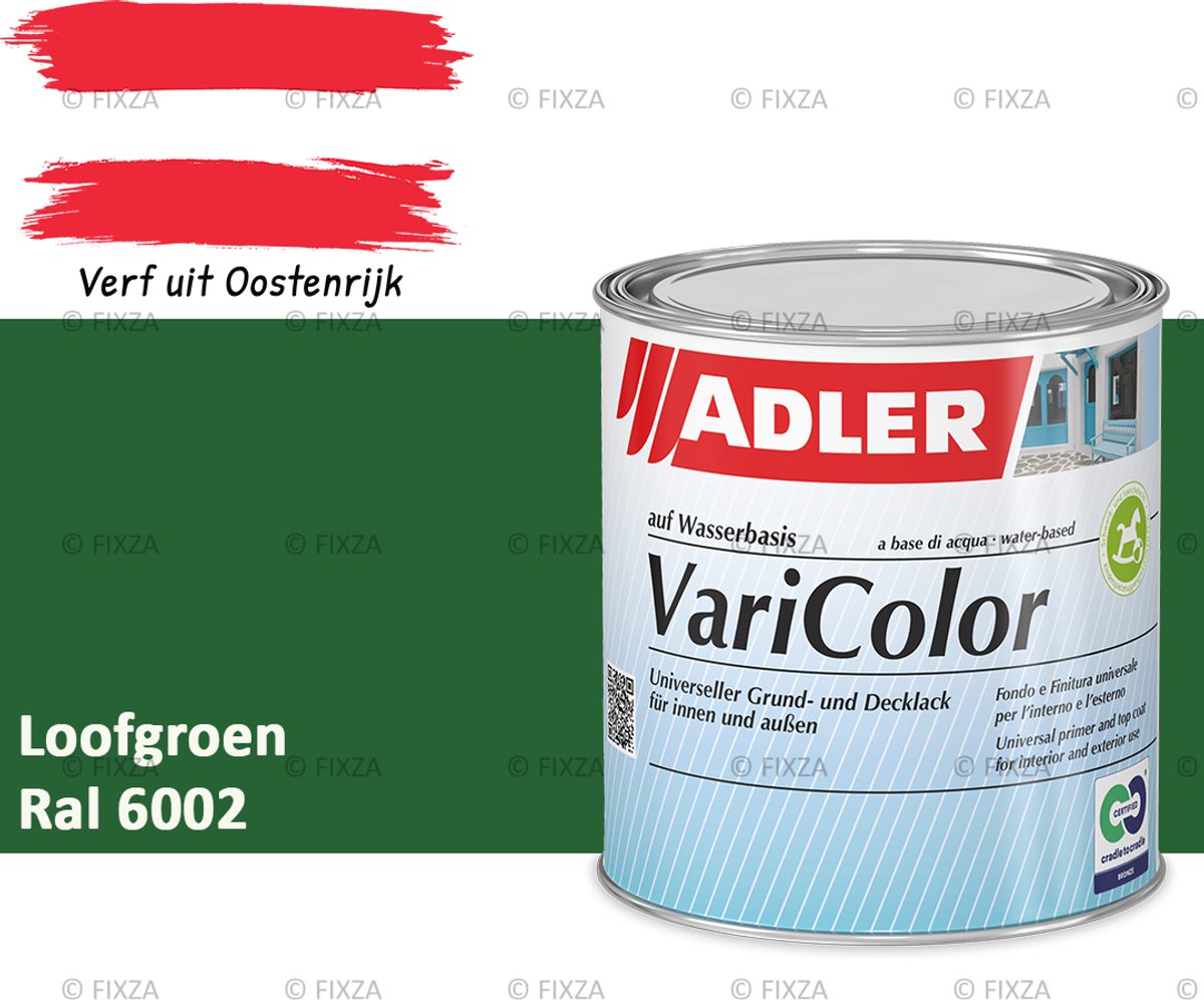 ADLER Varicolor Lakverf RAL 6002 – Loofgroen 750 ml – 2-in-1 Houtverf, Metaalverf en Kunststof Lak voor Binnen & Buiten
