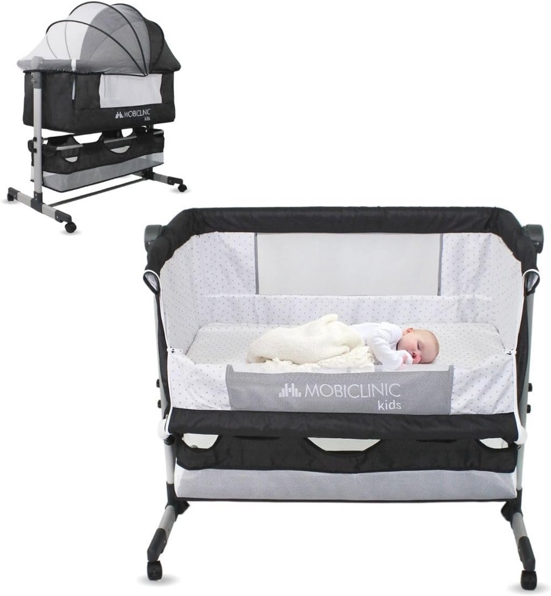 Image of 3-in-1 Wieg voor Baby | Co-sleeping, Verstelbare Hoogte, 360º Wielen