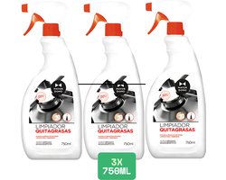 Vetverwijderaar - Krachtige Ontvetter - Keuken - Reiniger - 3x 750 ml - Oven - Werkbladen - Afzuigkappen -Rvs