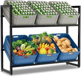 Bol.com Krattenrek voor 6 Kratten Zwart - Flessenkrattenrek - Stellingkast voor in de keuken en garage - Opbergkast Max 150 kg -... aanbieding