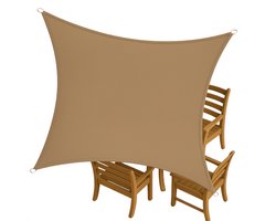 Cheqo® Schaduwdoek Vierkant - Schaduwnet - Zonwering - Zonnezeil - Luifel - Waterafstotend - 3x3 Meter - Polyester UV-bescherming - Taupe