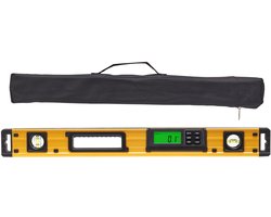 Magnetische torpedo-waterpas, 600 mm, LED-achtergrondverlichting, mechanische waterpasliniaal voor 0-360 graden, gemaakt van aluminiumlegering, slagvast voor loodgieterswerk en houtbewerking
