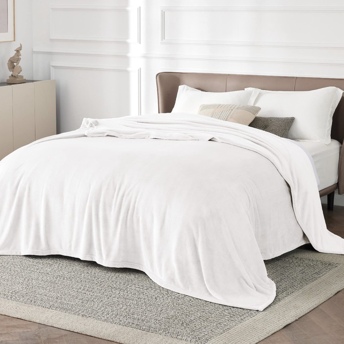 Unyqoos Zachte Flanellen Fleece Deken voor Comfort in Huis en Buiten wit