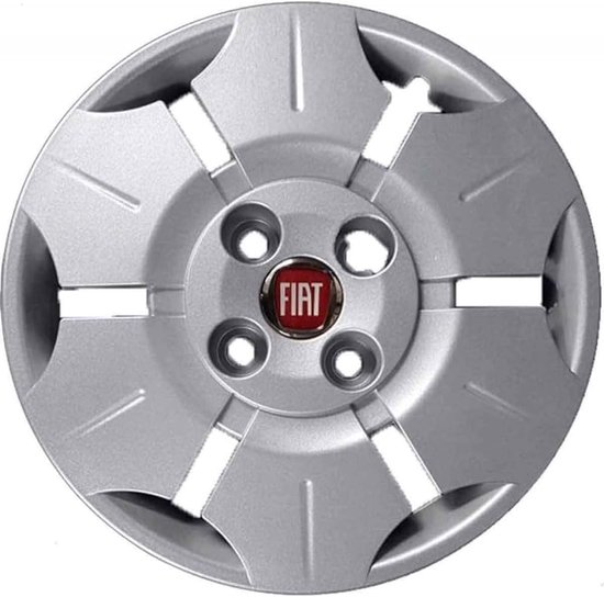 Set van 4 aanpasbare wieldoppen, voor FIAT Panda New Active/Van 2004 (ROOD logo), diameter 13 inch, niet origineel