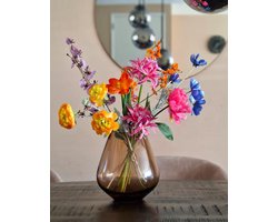Zijden bloemen boeket - Vrolijke Volheid - Onderhoudsvrij - Kunstbloemen