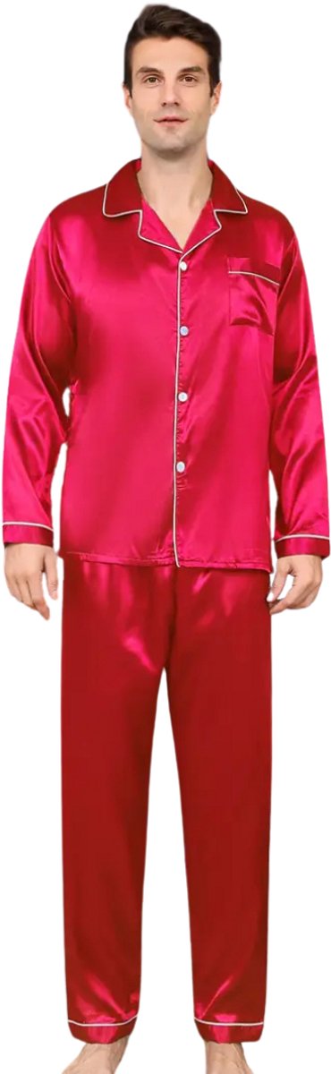 Bovista Satijnen Badjas Heren - Kimono - Kamerjas - Satijn - Ochtendjas - Pyjama - Rood - 