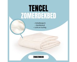 LINNICK Tencel Zomerdekbed - 100% katoen Tijk - Zomerdekbed 200x200cm - Dekbed Zomer - Tweepersoons - Dekbedden