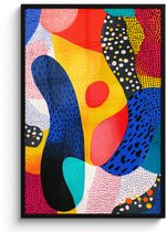 Poster in lijst - Fotolijst 80x120 cm - Posters - Vormen - Abstract - Stippels - Blauw - Posterlijst zwart - Decoratie - Wanddecoratie woonkamer - Muurdecoratie slaapkamer