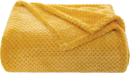 Foto: Winterdeken flanel granulaatpatroon 1 stuk zeer zacht comfortabel duurzaam warm voor bank stoel rust en dutje 150 x 200 cm oranje