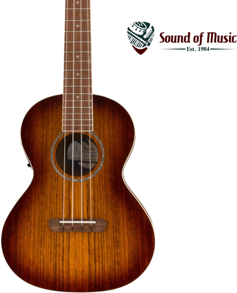 Fender California Coast Series - Tenor Ukelele - Rincon Model - Aged Cognac Sunburst - Inclusief Gigbag