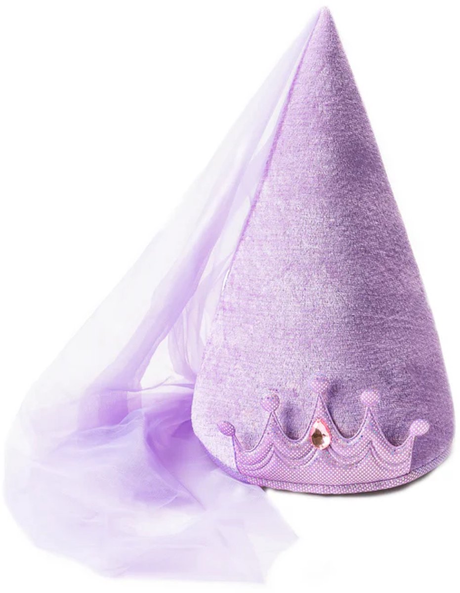 Little Adventures - Lila prinsessen cone hoed – Fluwelen hoed met sluier