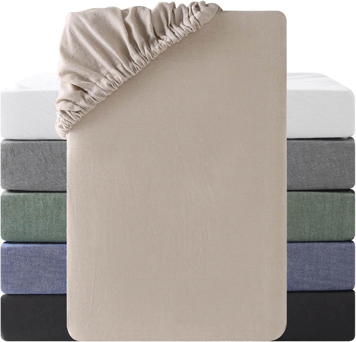 Ibenzoa Premium Egyptian Cotton Bed Sheet Set - 180 x 200 cm - Long Staple, Breathable Comfort beige