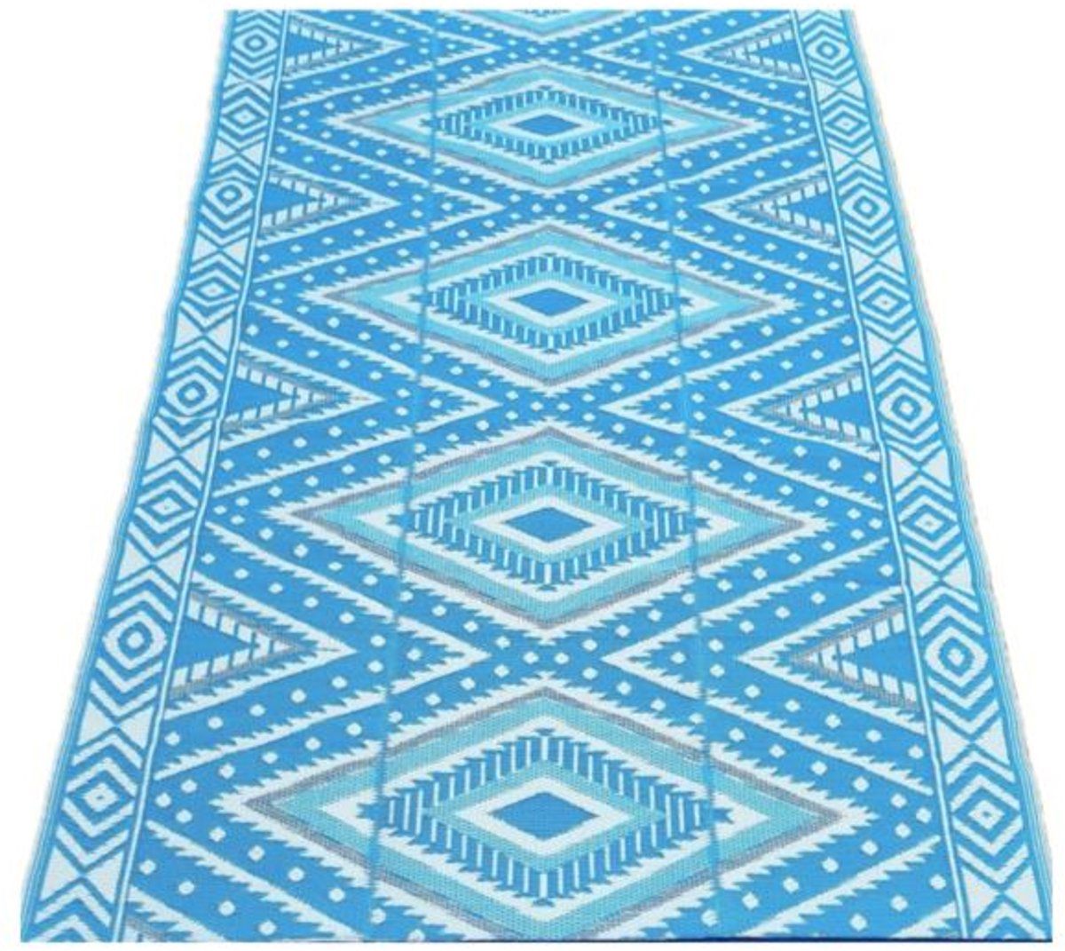 plastic vloerkleed-buitenkleed XL 180x275cm blauw ruit