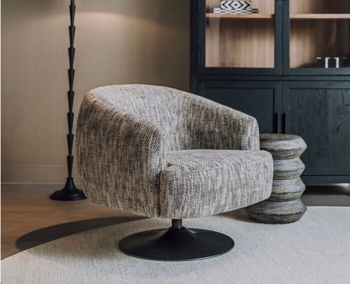 Tower Living Barga Fauteuil - fabric TED 8 white-grey (draaibaar) Lichtgrijs