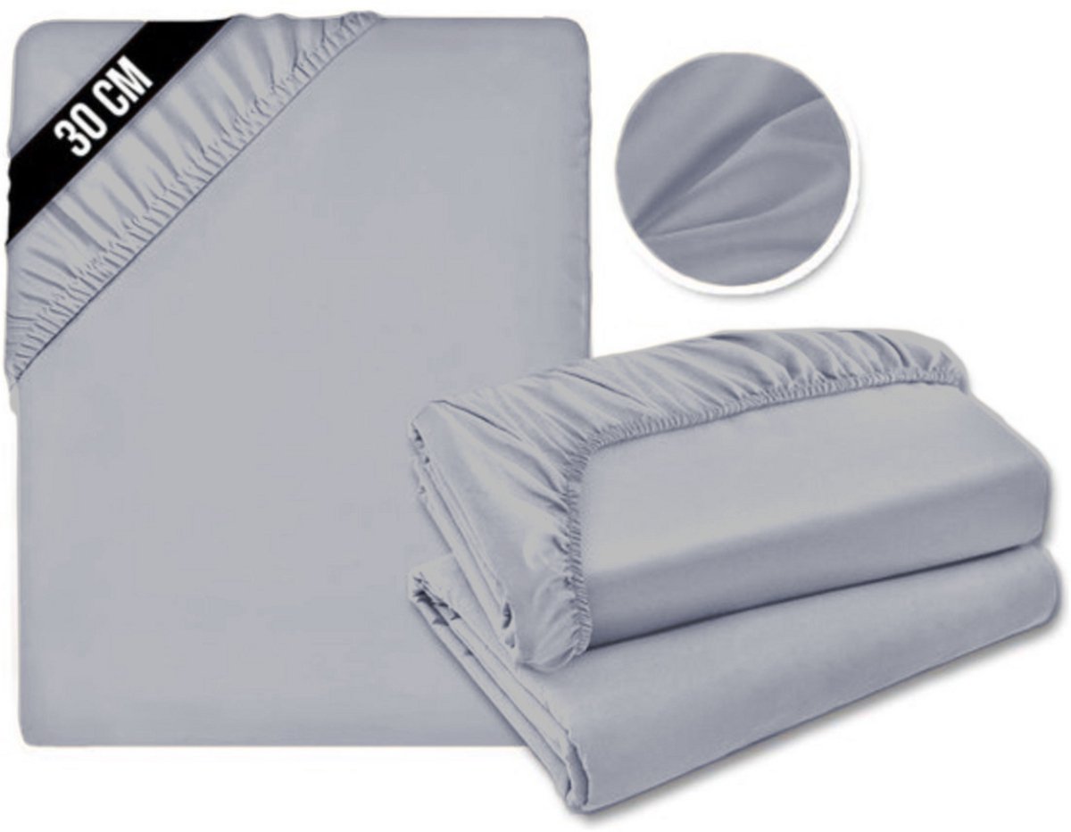 JMZR® Matrasovertrek 180x200 - Hoeslaken - Matrashoes - Super Zacht - Grijs
