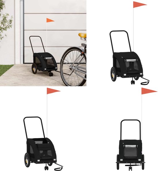 vidaXL Hondenfietskar oxford stof en ijzer zwart