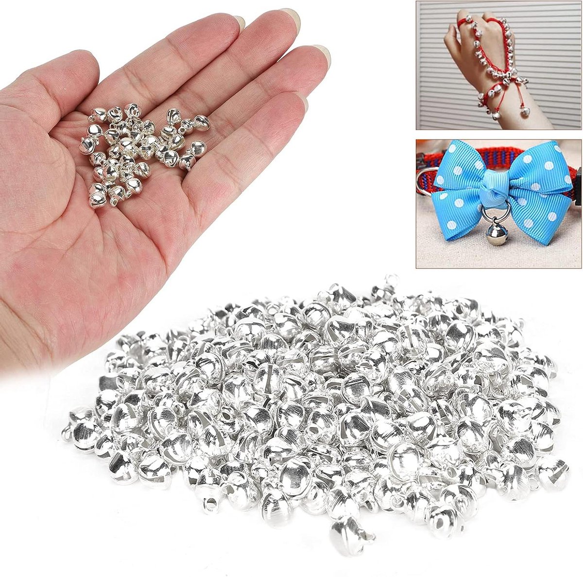 300 Stuks 6mm Mini Bells Kleine Klokken van Ijzer Materiaal in Zilver voor Sieraden en Handwerk