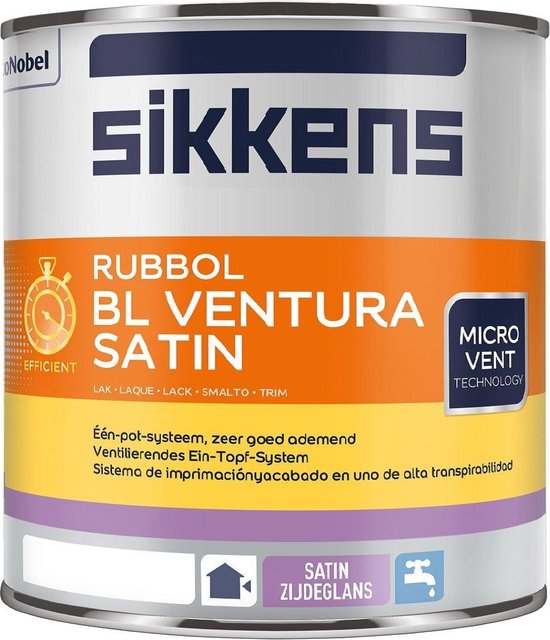 Sikkens Rubbol BL Ventura Satin verfblik met oranje en gele accenten. Met Micro Vent Technology.
