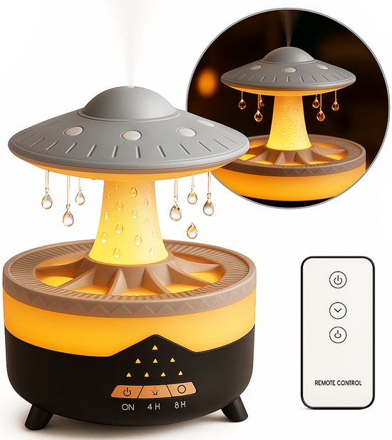 Aroma Diffuser Boncy® Raindrop-Ufo – Diffuseurs d'huiles essentielles humidificateurs d'air avec 4 options d'éclairage – Diffuseur de parfums nébuliseur – Diffuseurs d'huiles essentielles Aromathérapie – Atomiseur évaporateur d'huiles essentielles