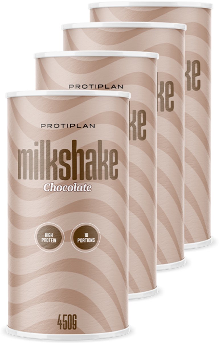 Protiplan - Proteïne Milkshake Chocolade - 4 stuks - 4 x 450 g - Eiwitdieet - Proteïneshake