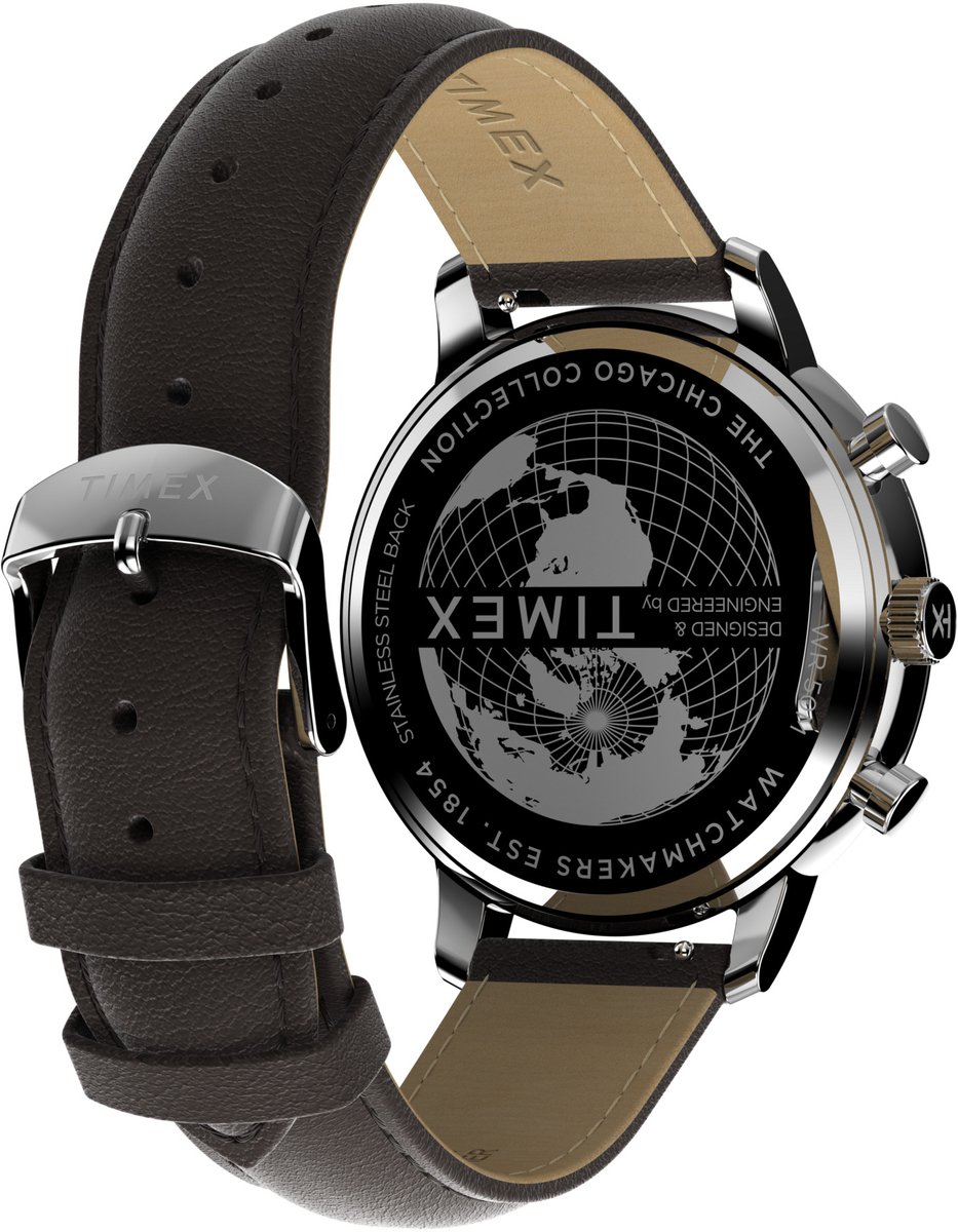 Timex Timex Chicago Chronograph Kwarts Analoog Horloge Bruin Case: 100% Low Lead Brass | Armband: 100% Leather 45 TW2W76200AJ
