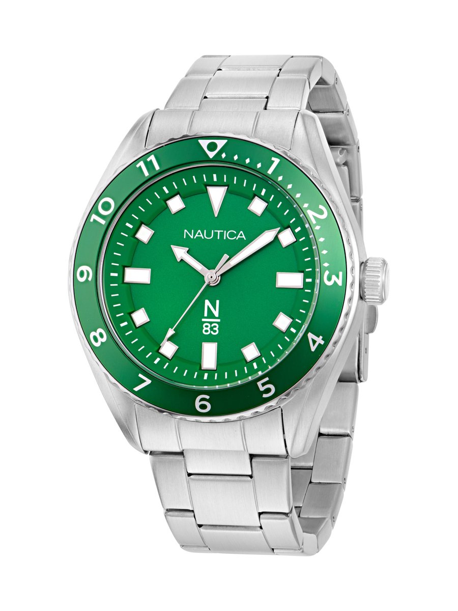 Nautica Finn World Kwarts Analoog Horloge Groente Case: 100% Stainless Steel | Armband: 100% Stainless Steel 44 mm NAPFWF408