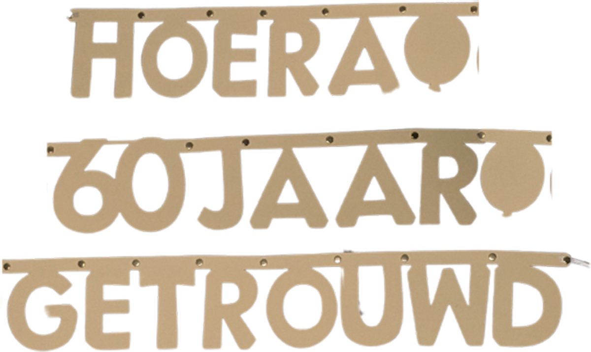 Hoera 60 jaar getrouwd letterslinger, inclusief zuignapjes