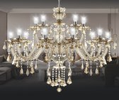 Crystal Chandelier - 15 Arm Kristallen Kroonluchter - Cognac - Hanglamp - Woonkamerlamp - Moderne lamp - Plafonniere