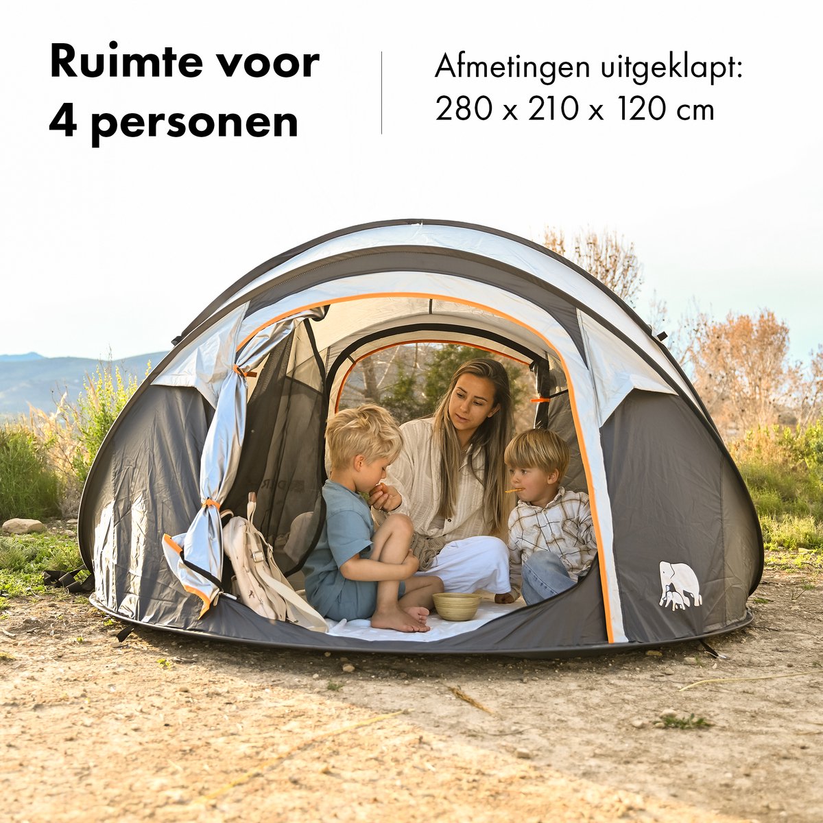 Deryan Pop Up Tent - 4 persoons - 2000MM waterkolom - UV 50+ - Cream – foto 2