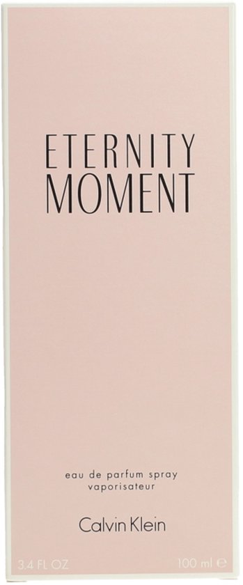 Boîte rose pour Calvin Klein Eternity Moment vaporisateur eau de parfum 100 ml.