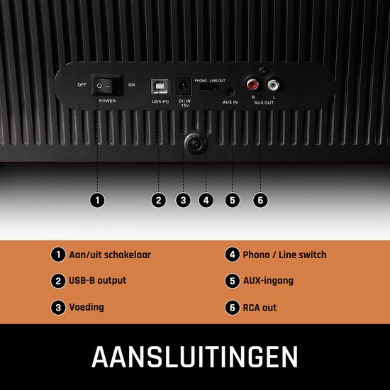 Lenco Bluetooth Platenspeler - 4 Ingebouwde Speakers - Platenspeler op poten - Lenco Expertise lijn - Platenspeler meubel - LS-570OK - Eikenhout — afbeelding 4